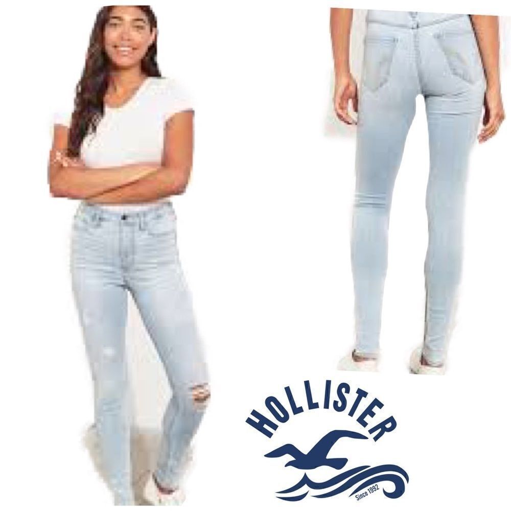 Hollister ultra high rise super skinny distressed jeans